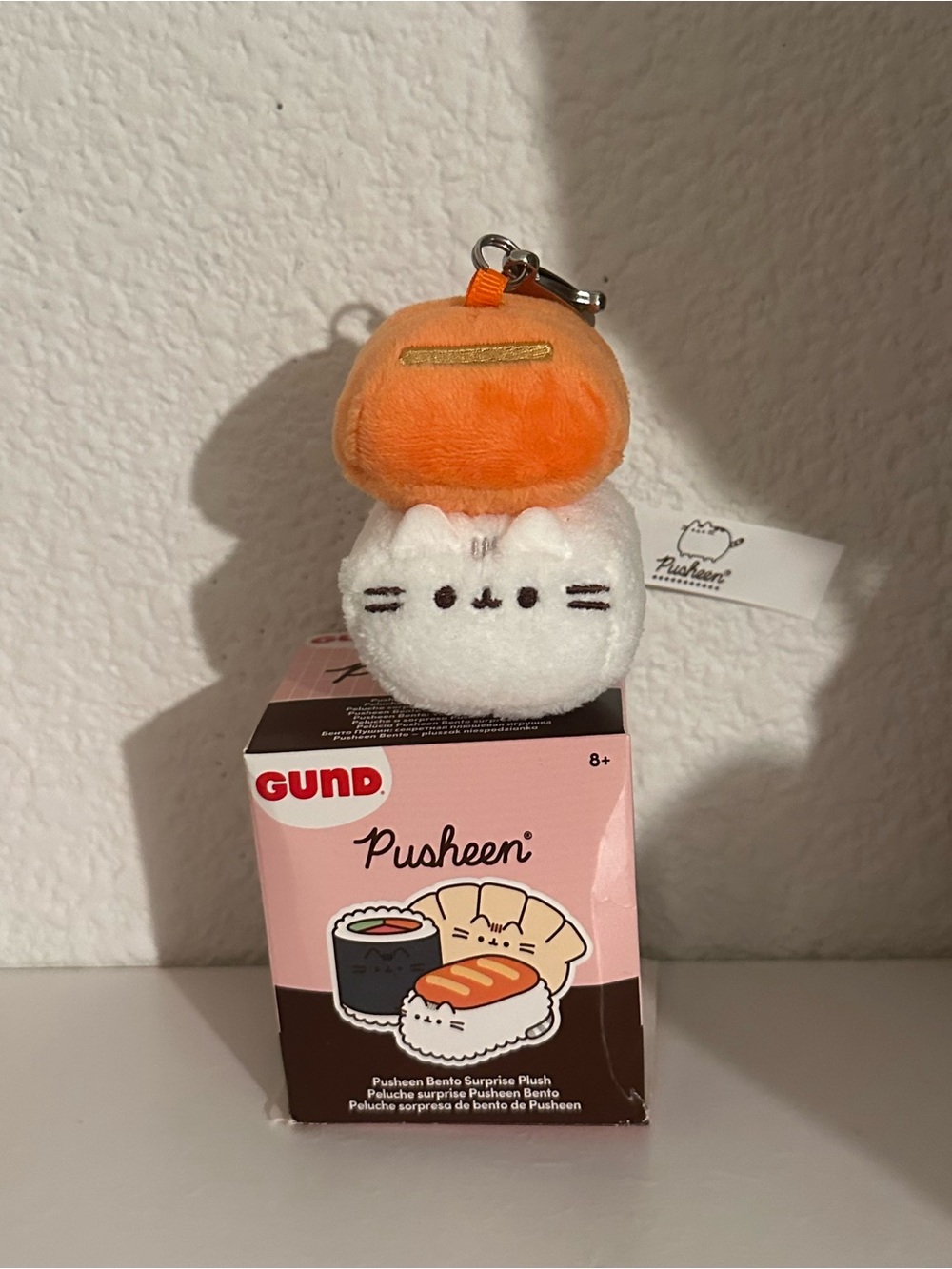 Pusheen Orange and White Sushi Plush Keychain